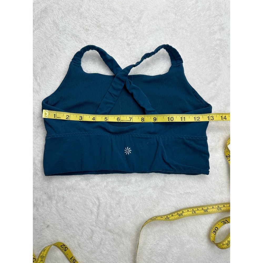 Athleta Sports Bra Women Small Teal Excellent Cross Back High Neck Activewear - Picture 5 of 6